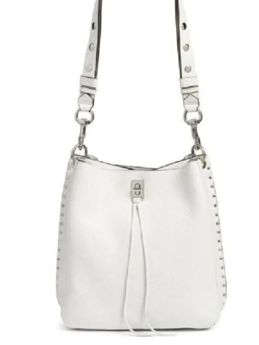 Rebecca Minkoff -Hobo Silver Studded Darren Shoulder Bag Optic White🤍